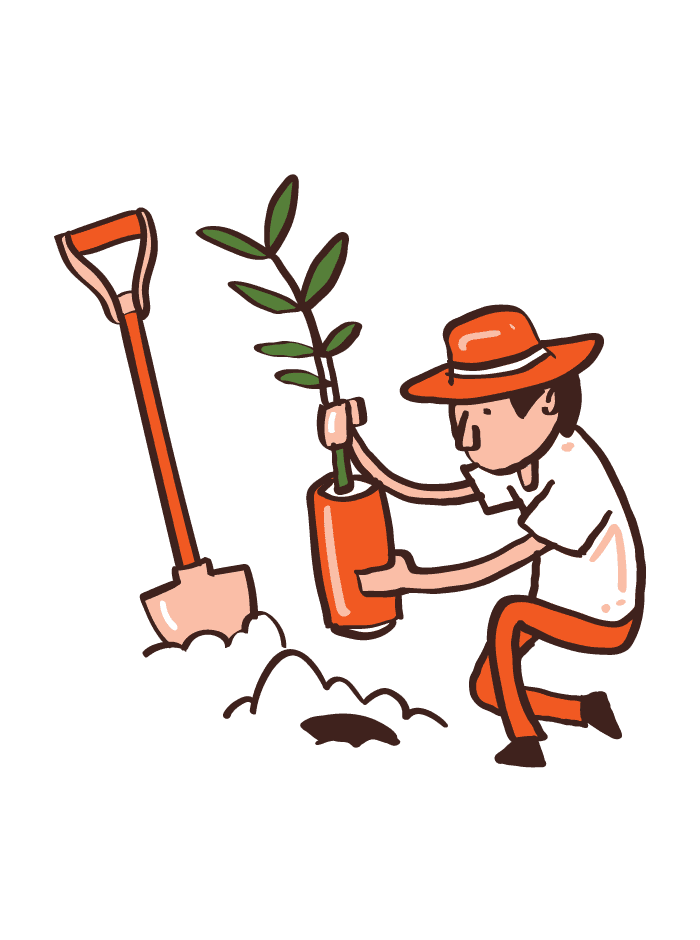 Ilustração do volume 4 — Homem plantando uma muda