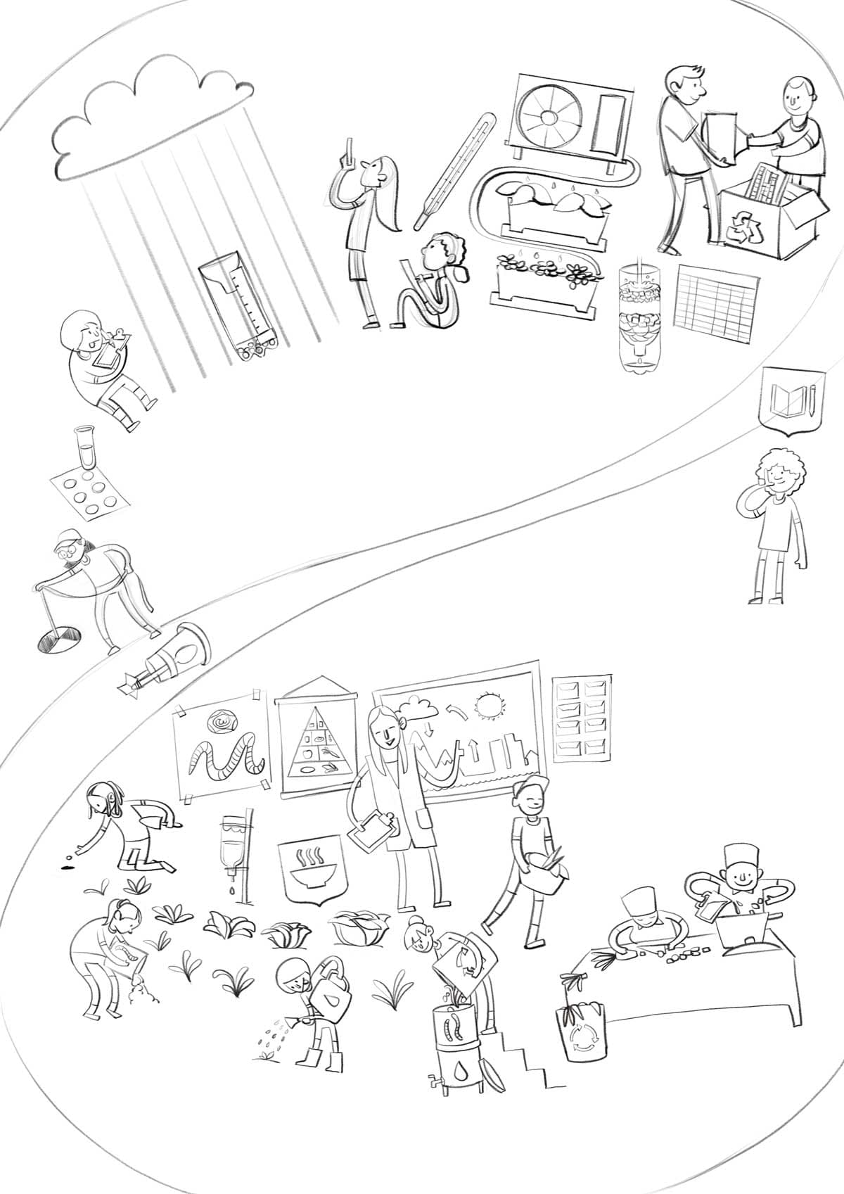 Rascunho da ilustração de capa dos volumes 2 e 3